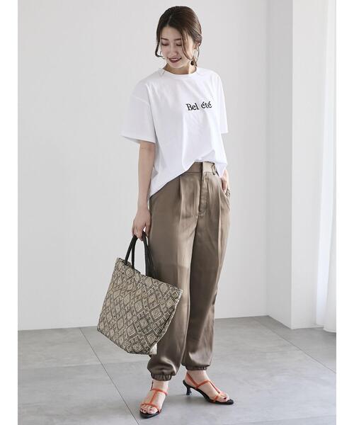 Te chichi(テチチ)の「ロゴウレタン刺繍Tシャツ(Tシャツ/カットソー・レディース・オフホワイト/チャコールグレー/ホワイト・F)」の5枚目の写真