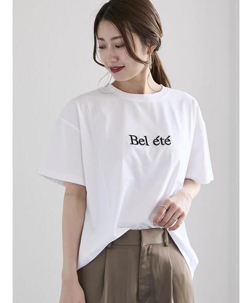Te chichi(テチチ)の「ロゴウレタン刺繍Tシャツ(Tシャツ/カットソー・レディース・オフホワイト/チャコールグレー/ホワイト・F)」の7枚目の写真