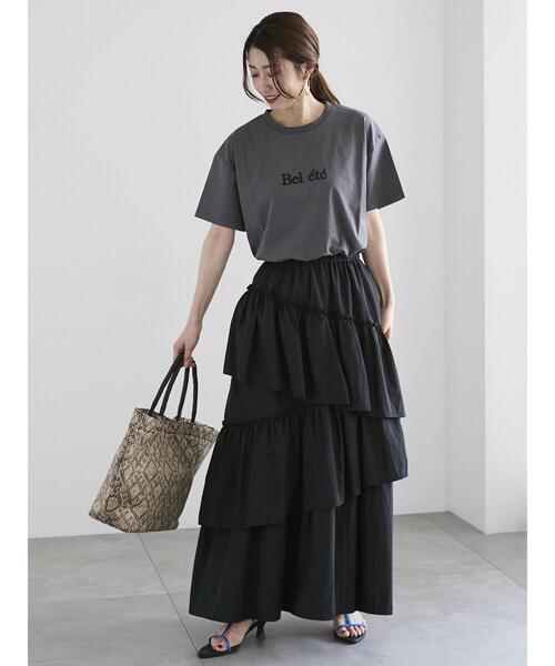 Te chichi(テチチ)の「ロゴウレタン刺繍Tシャツ(Tシャツ/カットソー・レディース・オフホワイト/チャコールグレー/ホワイト・F)」の8枚目の写真