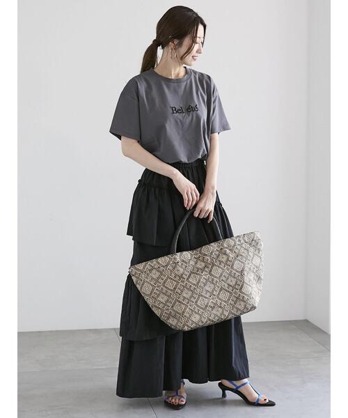 Te chichi(テチチ)の「ロゴウレタン刺繍Tシャツ(Tシャツ/カットソー・レディース・オフホワイト/チャコールグレー/ホワイト・F)」の9枚目の写真