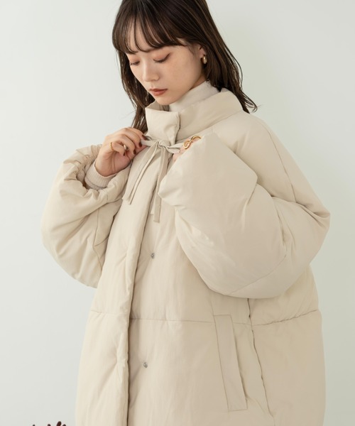 【新品タグ付】hinari 中綿リボンミドルコート S ベージュ 中綿リボンミドルコート（ブルゾン）｜hinari（ヒナリ）のファッション