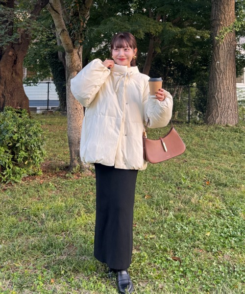 hinari 中綿リボンミドルコート　アイボリー 中綿リボンミドルコート（ブルゾン）｜hinari（ヒナリ）のファッション