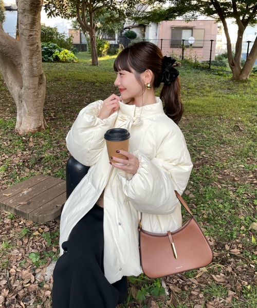 hinari ヒナリ 中綿リボンミドルコート 新品タグ付】hinari 中綿リボンミドルコート S ベージュ hinari