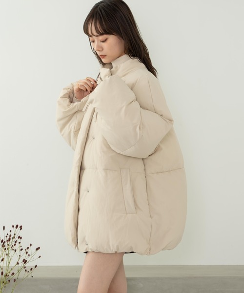 hinari ヒナリ 中綿リボンミドルコート アイボリー 中綿リボンミドルコート（ブルゾン）｜hinari（ヒナリ）のファッション