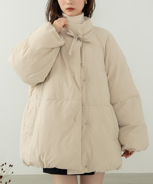 中綿リボンミドルコート(ブルゾン)|hinari(ヒナリ)のファッション 中綿リボンミドルコート(ブルゾン)|hinari(ヒナリ)のファッション