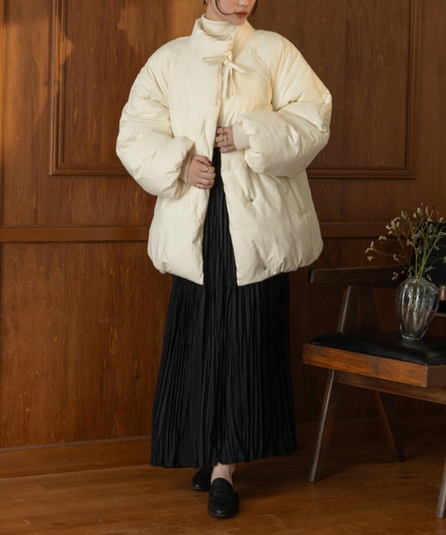 hinari 中綿リボンミドルコート　アイボリー 中綿リボンミドルコート（ブルゾン）｜hinari（ヒナリ）のファッション