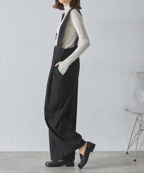 each（イーチ）の「フロッキードット太ベルトワイドパンツサロペ（サロペット/オーバーオール・レディース・ブラック・FREE）」の17枚目の写真