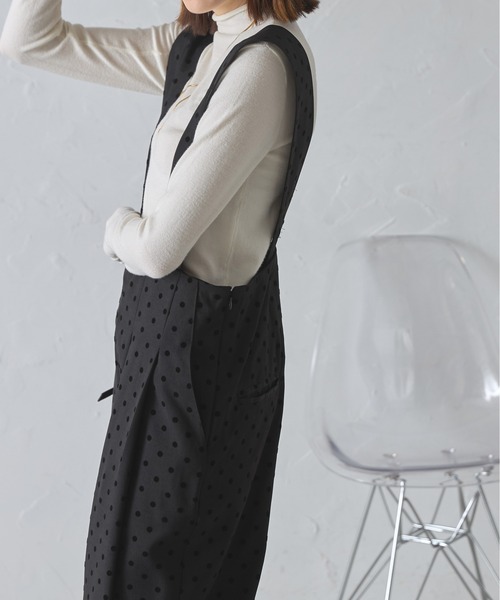 each（イーチ）の「フロッキードット太ベルトワイドパンツサロペ（サロペット/オーバーオール・レディース・ブラック・FREE）」の22枚目の写真