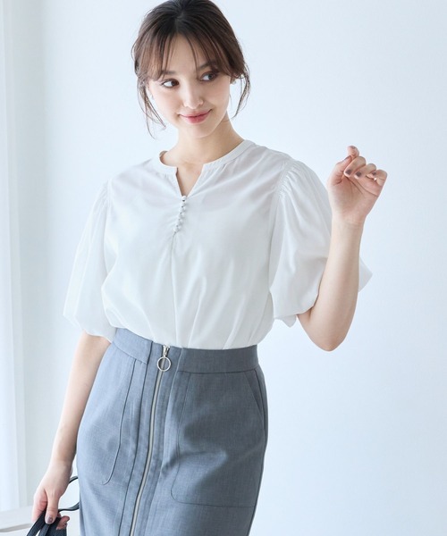 Andemiu（アンデミュウ）の「シアーソデバルーンブラウス138914（シャツ/ブラウス・レディース・ホワイト/ブラック/ダークブラウン・FREE）」の19枚目の写真