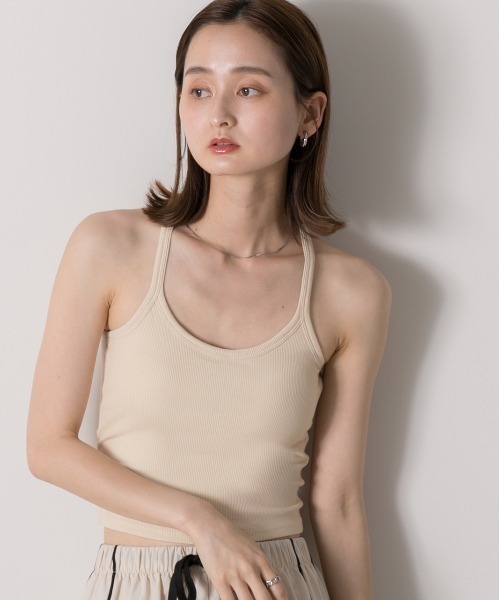 ad thie(アドティエ)の「カップ付き バックレーサータンクトップ(キャミソール・レディース・ベージュ/ブラック/オフホワイト/グレー・FREE)」の15枚目の写真