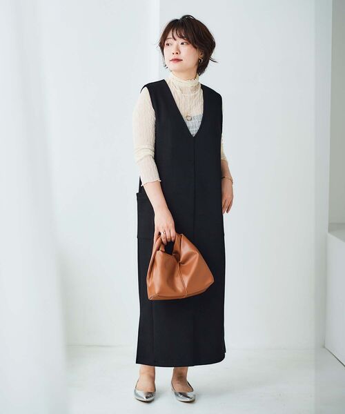 le.coeur blanc（ルクールブラン）の「ダンボール2WAYジャンスカ（ジャンパースカート・レディース・ブラック/ダークグレー・38）」の13枚目の写真