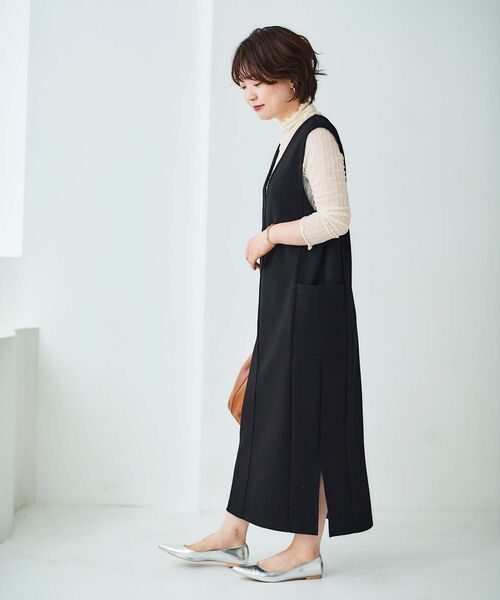 le.coeur blanc（ルクールブラン）の「ダンボール2WAYジャンスカ（ジャンパースカート・レディース・ブラック/ダークグレー・38）」の17枚目の写真