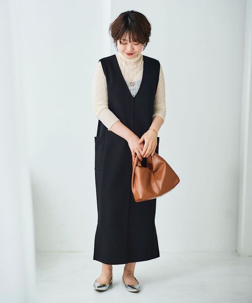 le.coeur blanc（ルクールブラン）の「ダンボール2WAYジャンスカ（ジャンパースカート・レディース・ブラック/ダークグレー・38）」の18枚目の写真