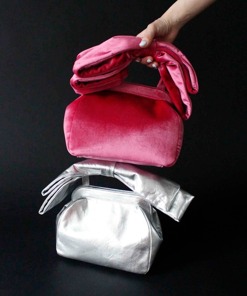 Casselini（キャセリーニ）の「Casselini(キャセリーニ)リボンハンドバッグ（ハンドバッグ・レディース・ピンク/グレー/シルバー/アイボリー・FREE）」の5枚目の写真