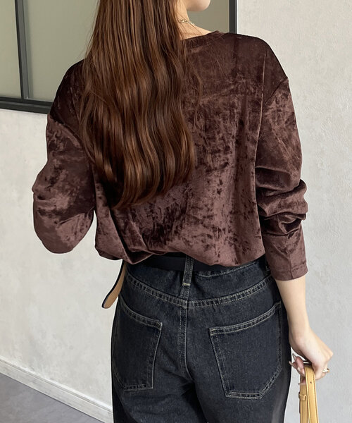 Thevon（ゼボン）の「ベロアメッシュシアープルオーバー（Tシャツ/カットソー・レディース・ベージュ/ブラック/ブラウン・FREE）」の17枚目の写真