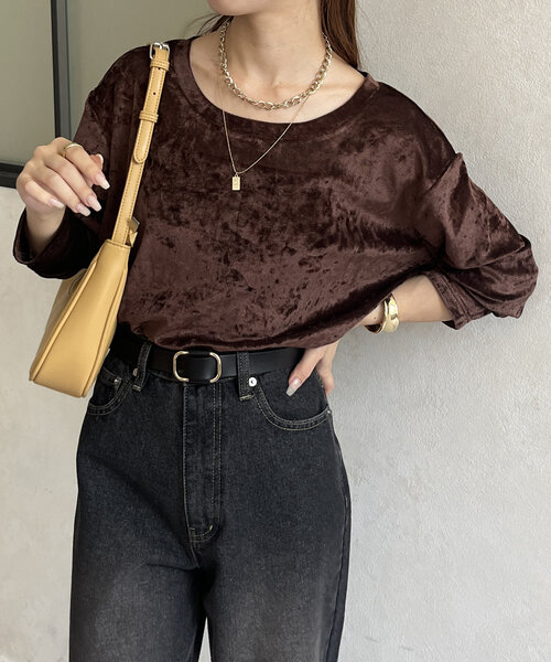 Thevon（ゼボン）の「ベロアメッシュシアープルオーバー（Tシャツ/カットソー・レディース・ベージュ/ブラック/ブラウン・FREE）」の15枚目の写真