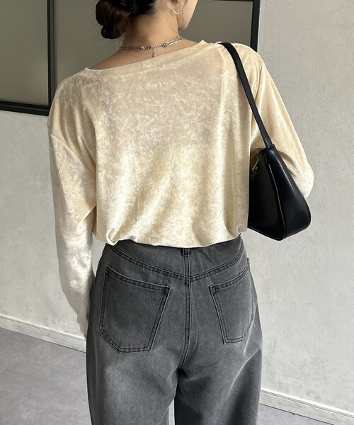 Thevon（ゼボン）の「ベロアメッシュシアープルオーバー（Tシャツ/カットソー・レディース・ベージュ/ブラック/ブラウン・FREE）」の9枚目の写真
