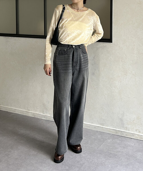 Thevon（ゼボン）の「ベロアメッシュシアープルオーバー（Tシャツ/カットソー・レディース・ベージュ/ブラック/ブラウン・FREE）」の6枚目の写真