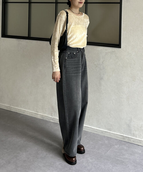 Thevon（ゼボン）の「ベロアメッシュシアープルオーバー（Tシャツ/カットソー・レディース・ベージュ/ブラック/ブラウン・FREE）」の4枚目の写真