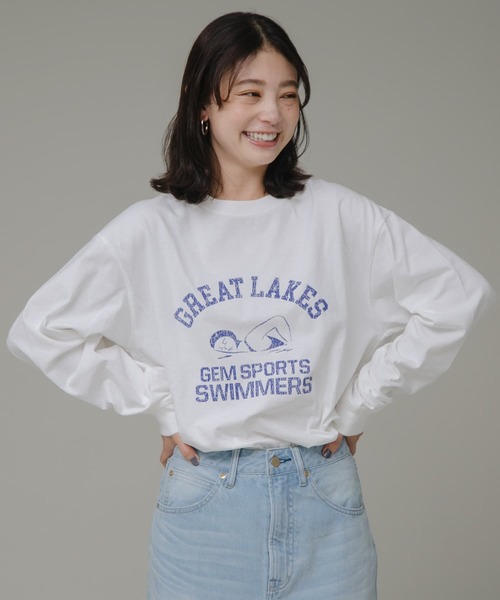 URBAN RESEARCH Sonny Label（アーバンリサーチサニーレーベル）の「『ユニセックス』GEM SPORTSWEAR　PRINT LONG T-SHIRTS（Tシャツ/カットソー・レディース・ブルー/オフホワイト/チャコールグレー・MEDIUM/LARGE）」の5枚目の写真