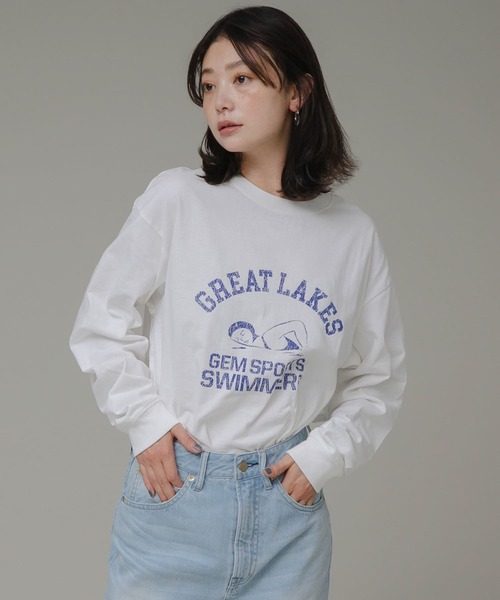 URBAN RESEARCH Sonny Label（アーバンリサーチサニーレーベル）の「『ユニセックス』GEM SPORTSWEAR　PRINT LONG T-SHIRTS（Tシャツ/カットソー・レディース・ブルー/オフホワイト/チャコールグレー・MEDIUM/LARGE）」の6枚目の写真