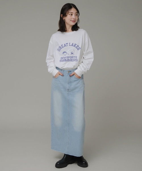 URBAN RESEARCH Sonny Label（アーバンリサーチサニーレーベル）の「『ユニセックス』GEM SPORTSWEAR　PRINT LONG T-SHIRTS（Tシャツ/カットソー・レディース・ブルー/オフホワイト/チャコールグレー・MEDIUM/LARGE）」の9枚目の写真