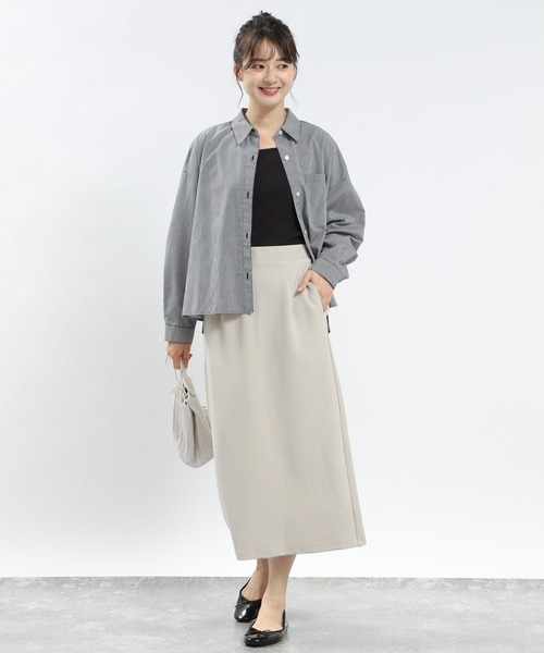 GLOBAL WORK Smile Seed Store（グローバルワーク スマイルシードストア）の「イージーケアクロップドシャツ/116007（シャツ/ブラウス・レディース・杢グレー/サックスブルー/グレー/ネイビー・X-LARGE/LARGE/SMALL/MEDIUM）」の6枚目の写真