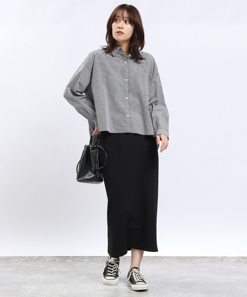 GLOBAL WORK Smile Seed Store（グローバルワーク スマイルシードストア）の「イージーケアクロップドシャツ/116007（シャツ/ブラウス・レディース・杢グレー/サックスブルー/グレー/ネイビー・X-LARGE/LARGE/SMALL/MEDIUM）」の10枚目の写真