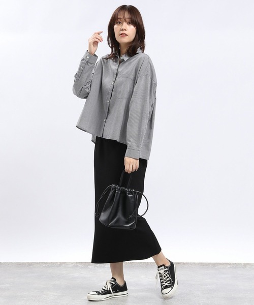 GLOBAL WORK Smile Seed Store（グローバルワーク スマイルシードストア）の「イージーケアクロップドシャツ/116007（シャツ/ブラウス・レディース・杢グレー/サックスブルー/グレー/ネイビー・X-LARGE/LARGE/SMALL/MEDIUM）」の11枚目の写真