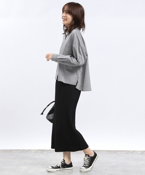 GLOBAL WORK Smile Seed Store（グローバルワーク スマイルシードストア）の「イージーケアクロップドシャツ/116007（シャツ/ブラウス・レディース・杢グレー/サックスブルー/グレー/ネイビー・X-LARGE/LARGE/SMALL/MEDIUM）」の12枚目の写真