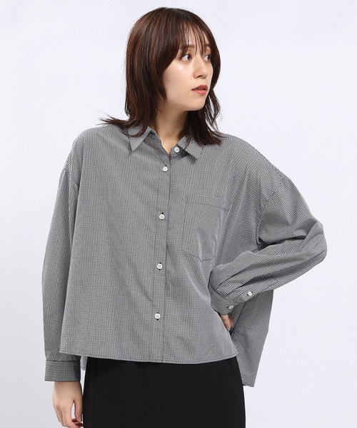 GLOBAL WORK Smile Seed Store（グローバルワーク スマイルシードストア）の「イージーケアクロップドシャツ/116007（シャツ/ブラウス・レディース・杢グレー/サックスブルー/グレー/ネイビー・X-LARGE/LARGE/SMALL/MEDIUM）」の13枚目の写真