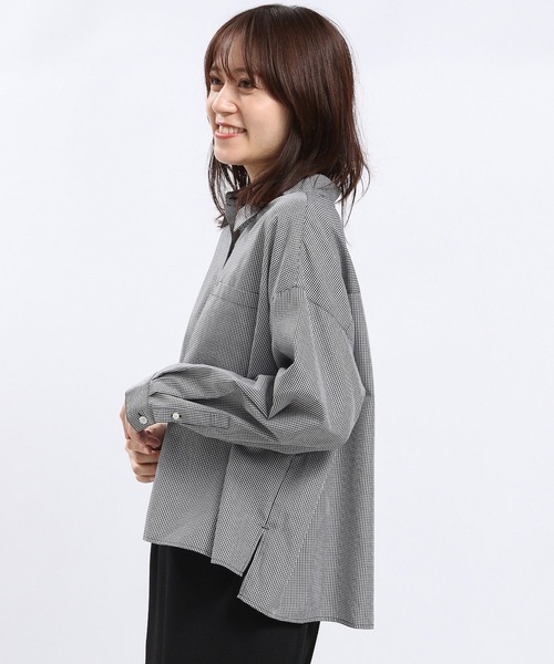 GLOBAL WORK Smile Seed Store（グローバルワーク スマイルシードストア）の「イージーケアクロップドシャツ/116007（シャツ/ブラウス・レディース・杢グレー/サックスブルー/グレー/ネイビー・X-LARGE/LARGE/SMALL/MEDIUM）」の14枚目の写真