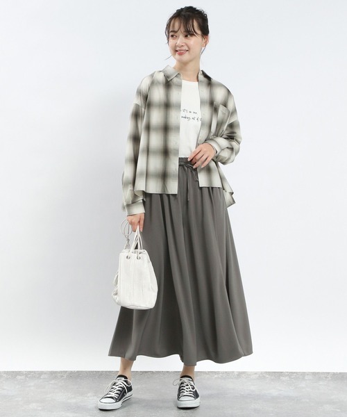 GLOBAL WORK Smile Seed Store（グローバルワーク スマイルシードストア）の「イージーケアクロップドシャツ/116007（シャツ/ブラウス・レディース・杢グレー/サックスブルー/グレー/ネイビー・X-LARGE/LARGE/SMALL/MEDIUM）」の15枚目の写真