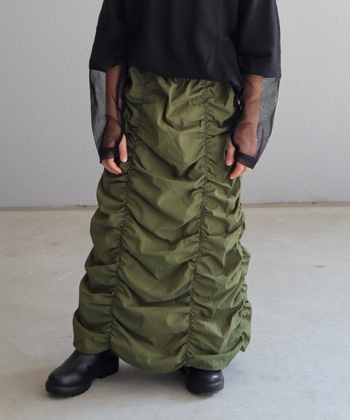 CIAOPANIC TYPY（チャオパニックティピー）の「【KIDS】縦シャーリングスカート（スカート・キッズ・カーキ/ブラック/パープル・LARGE/X-LARGE/XX-LARGE/SMALL/MEDIUM）」の2枚目の写真