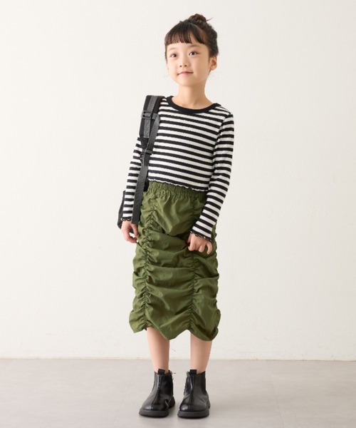 CIAOPANIC TYPY（チャオパニックティピー）の「【KIDS】縦シャーリングスカート（スカート・キッズ・カーキ/ブラック/パープル・LARGE/X-LARGE/XX-LARGE/SMALL/MEDIUM）」の7枚目の写真