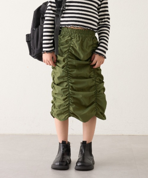 CIAOPANIC TYPY（チャオパニックティピー）の「【KIDS】縦シャーリングスカート（スカート・キッズ・カーキ/ブラック/パープル・LARGE/X-LARGE/XX-LARGE/SMALL/MEDIUM）」の4枚目の写真