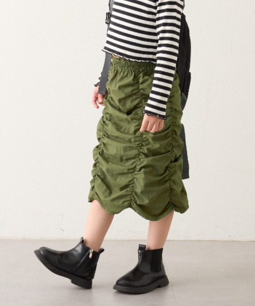 CIAOPANIC TYPY（チャオパニックティピー）の「【KIDS】縦シャーリングスカート（スカート・キッズ・カーキ/ブラック/パープル・LARGE/X-LARGE/XX-LARGE/SMALL/MEDIUM）」の5枚目の写真