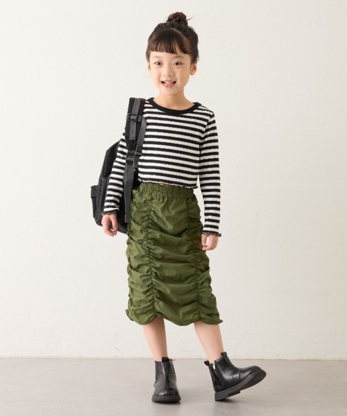 CIAOPANIC TYPY（チャオパニックティピー）の「【KIDS】縦シャーリングスカート（スカート・キッズ・カーキ/ブラック/パープル・LARGE/X-LARGE/XX-LARGE/SMALL/MEDIUM）」の6枚目の写真