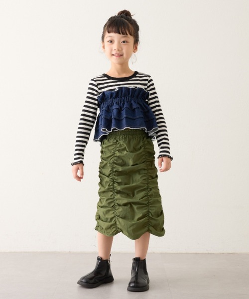 CIAOPANIC TYPY（チャオパニックティピー）の「【KIDS】縦シャーリングスカート（スカート・キッズ・カーキ/ブラック/パープル・LARGE/X-LARGE/XX-LARGE/SMALL/MEDIUM）」の9枚目の写真