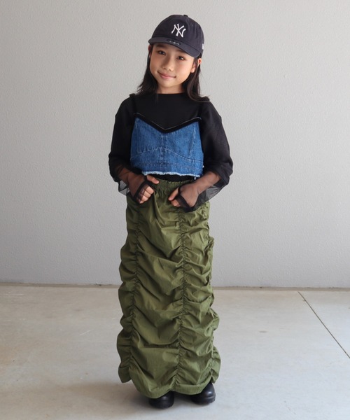 CIAOPANIC TYPY（チャオパニックティピー）の「【KIDS】縦シャーリングスカート（スカート・キッズ・カーキ/ブラック/パープル・LARGE/X-LARGE/XX-LARGE/SMALL/MEDIUM）」の19枚目の写真