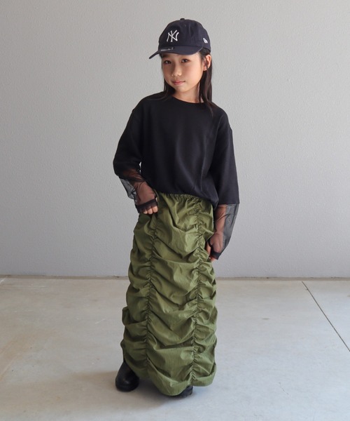CIAOPANIC TYPY（チャオパニックティピー）の「【KIDS】縦シャーリングスカート（スカート・キッズ・カーキ/ブラック/パープル・LARGE/X-LARGE/XX-LARGE/SMALL/MEDIUM）」の20枚目の写真