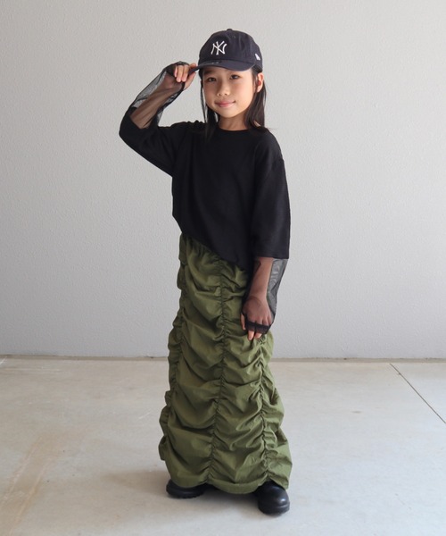 CIAOPANIC TYPY（チャオパニックティピー）の「【KIDS】縦シャーリングスカート（スカート・キッズ・カーキ/ブラック/パープル・LARGE/X-LARGE/XX-LARGE/SMALL/MEDIUM）」の22枚目の写真
