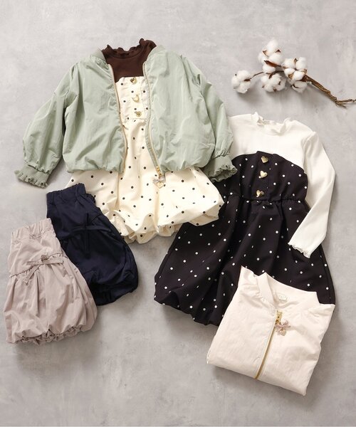 apres les cours（アプレレクール）の「ハートボタンバルーンドッキングワンピース（ワンピース・キッズ・ブラック/アイボリー・110/100/90/80/140/130/120）」の8枚目の写真