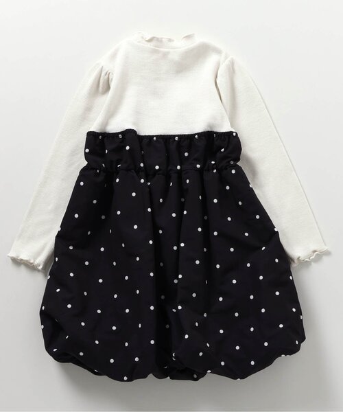 apres les cours（アプレレクール）の「ハートボタンバルーンドッキングワンピース（ワンピース・キッズ・ブラック/アイボリー・110/100/90/80/140/130/120）」の9枚目の写真