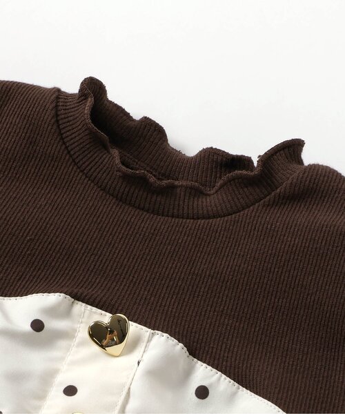 apres les cours（アプレレクール）の「ハートボタンバルーンドッキングワンピース（ワンピース・キッズ・ブラック/アイボリー・110/100/90/80/140/130/120）」の12枚目の写真