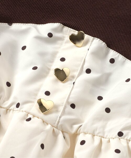 apres les cours（アプレレクール）の「ハートボタンバルーンドッキングワンピース（ワンピース・キッズ・ブラック/アイボリー・110/100/90/80/140/130/120）」の15枚目の写真