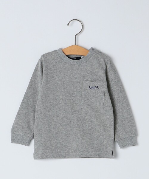 SHIPS（シップス）の「SHIPS KIDS:80～90cm / SHIPS ロゴ 長袖 TEE（Tシャツ/カットソー・キッズ・グレー/オフホワイト/グリーン・90/80）」の3枚目の写真