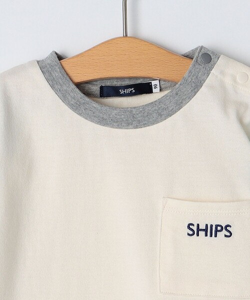 SHIPS（シップス）の「SHIPS KIDS:80～90cm / SHIPS ロゴ 長袖 TEE（Tシャツ/カットソー・キッズ・グレー/オフホワイト/グリーン・90/80）」の5枚目の写真
