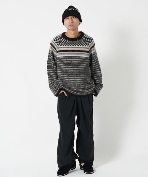 NOMA t.d.(ノーマティーディー)の「【NOMA T.D. / ノ-マ・ティー・ディー】Checker Stripe Sweater(ニット/セーター・メンズ・チャコールグレー・3)」の2枚目の写真