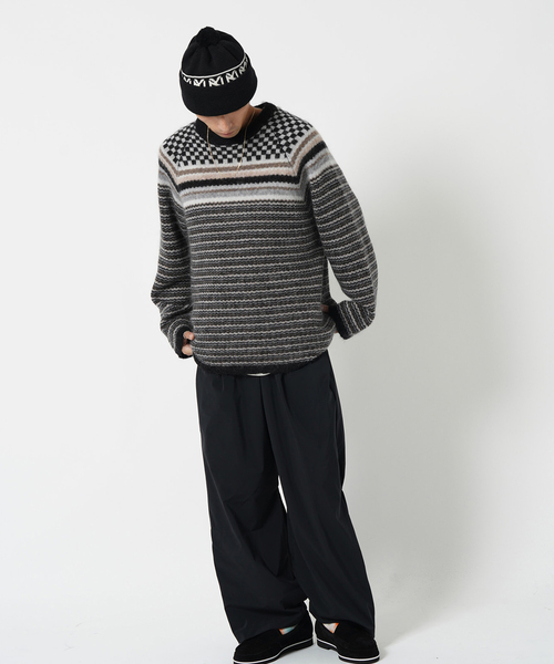 NOMA t.d.(ノーマティーディー)の「【NOMA T.D. / ノ-マ・ティー・ディー】Checker Stripe Sweater(ニット/セーター・メンズ・チャコールグレー・3)」の3枚目の写真